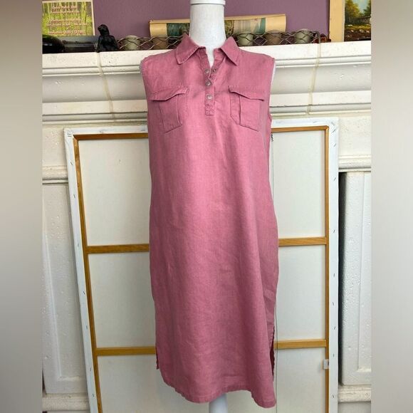 Spiegel linen dress w/snap closures & pockets🌹 - Picture 1 of 6